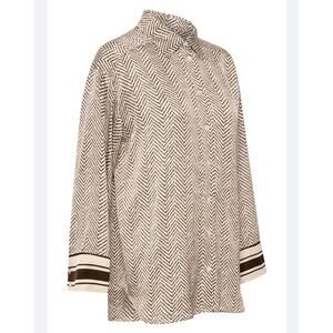 Part Two Copenhagen Sarina Herringbone Long Sleeve Blouse Top Size 32 US Small